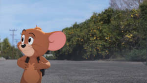 Jerry Mouse Walks At Road Wallpaper