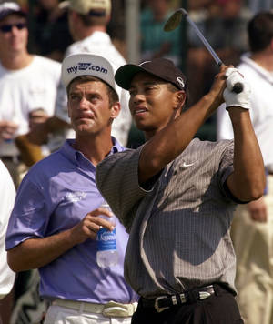 Jesper Parnevik With Tiger Woods Wallpaper