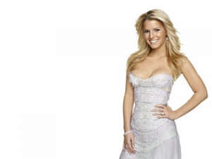 Jessica Simpson In A Beaded Dress Wallpaper