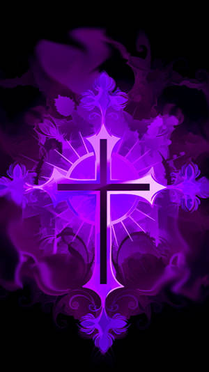 Jesus Cross Ornate Purple Aesthetic Wallpaper