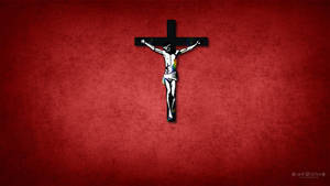 Jesus On Cross With Red Background Wallpaper