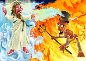 Jesus Zoidberg Versus Robot Devil Wallpaper