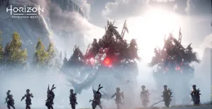 Jet Across The Post-apocalyptic Horizon In Horizon Forbidden West Wallpaper