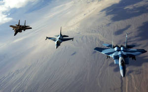 Jet Fighter In Formation Wallpaper