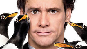 Jim Carrey With Silly Penguins Wallpaper