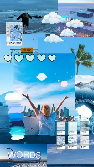 Jimin Aesthetic In Blue Collage Wallpaper