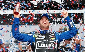 Jimmie Johnson Speeding On The Track Wallpaper