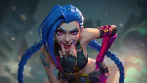 Jinx Arcane Stretching Smile Wallpaper