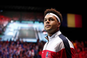 Jo-wilfried Tsonga Looking Upwards Wallpaper