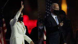 Joe Biden And Kamala Harris Victory Wallpaper