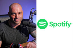 Joe Rogan With Spotify Logo Wallpaper