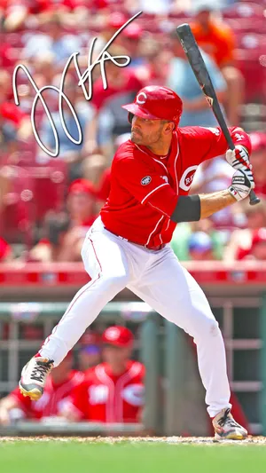 Joey Votto Red Uniform With Signature Wallpaper