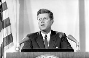 John F. Kennedy On The Stage Wallpaper