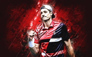 John Isner Powering Up On The Tennis Court Wallpaper