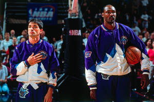 John Stockton And Karl Malone Standing Wallpaper