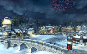 Join In The Festive Fun At A Traditional Christmas Village This Holiday Season. Wallpaper