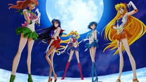 Join Sailor Moon And Her Guardians In The Defense Of Earth In Sailor Moon Crystal Wallpaper