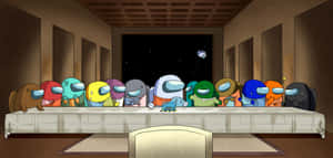 Join The Group Of Among Us Characters In The Search For Alien Imposters! Wallpaper