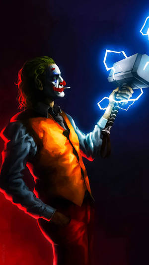 Joker Clown With Hammer Wallpaper