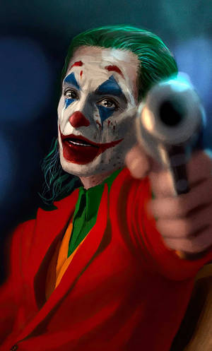 Joker Phone Pointing Gun Wallpaper