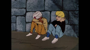 Jonny Quest And Hadji In Concrete Wall Wallpaper