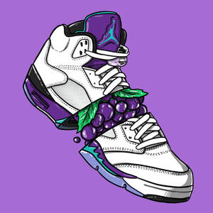 Jordan V Grape Cartoon Shoe Wallpaper