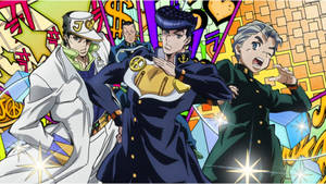 Josuke Higashikata With Anime Characters Wallpaper