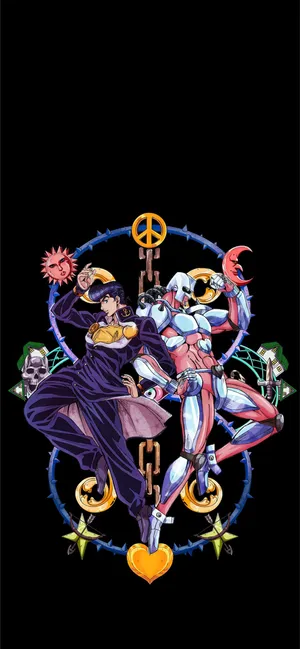 Jotaro And Killer Queen Jojo Iphone Wallpaper