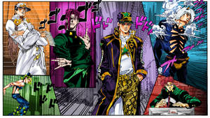 Jotaro Kujo And Jojo Characters Wallpaper