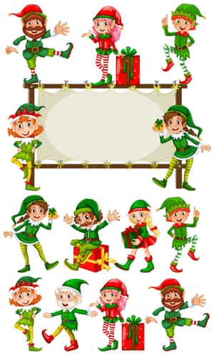 Joyful Christmas Elves Getting Ready For The Holiday Season Wallpaper