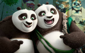 Joyful Reunion Of Kung Fu Panda Po And His Father Wallpaper