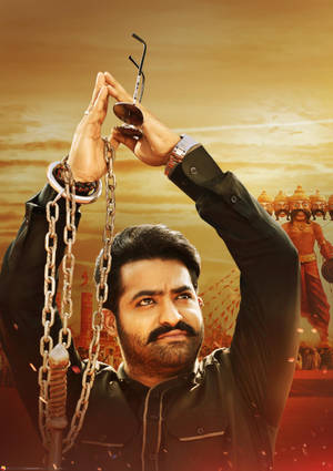 Jr Ntr Film Poster With Chained Hands Wallpaper