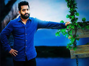 Jr Ntr In Blue Shirt Wallpaper