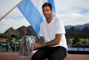 Juan Soto In Front Of Argentina Flag Wallpaper