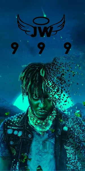 Juice Wrld Cartoon With Illuminating Scene Wallpaper