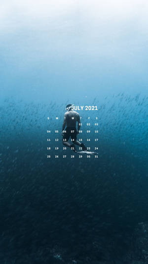 July 2021 Calendar Underwater Wallpaper