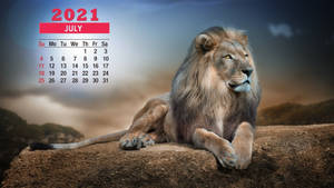 July 2021 Calendar With A Lion Wallpaper