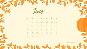 June Calendar In Orange Wallpaper