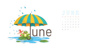 June Calendar With Frog And Umbrella Wallpaper