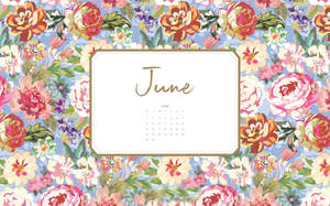 June Floral Calendar With A White Frame Wallpaper