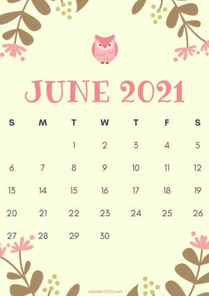June Owl Calendar 2021 Wallpaper