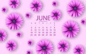 June Purple Flowers Digital Calendar Wallpaper