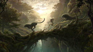 Jungle Animals Aesthetic Landscape Wallpaper