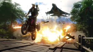 Just Cause 1 Escaping On A Motorcycle Wallpaper