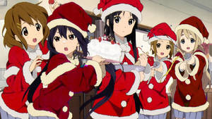 K-on Anime Christmas With Cake Wallpaper