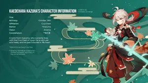 Kaedehara Kazuha Character Information Wallpaper