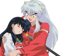 Kagome Leaning On Inuyasha Wallpaper