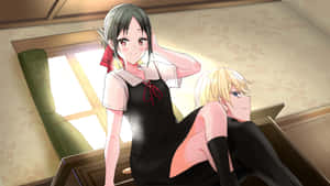 Kaguya And Shirogane Locked In A Battle Of Love Wallpaper