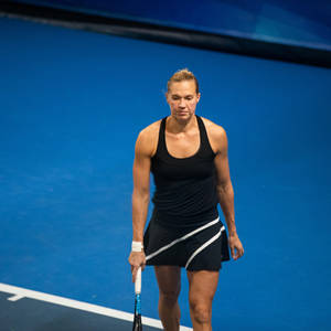 Kaia Kanepi In An All-black Tennis Outfit Wallpaper