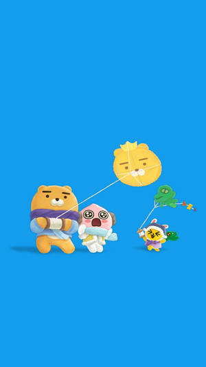Kakao Friends With Kites Wallpaper
